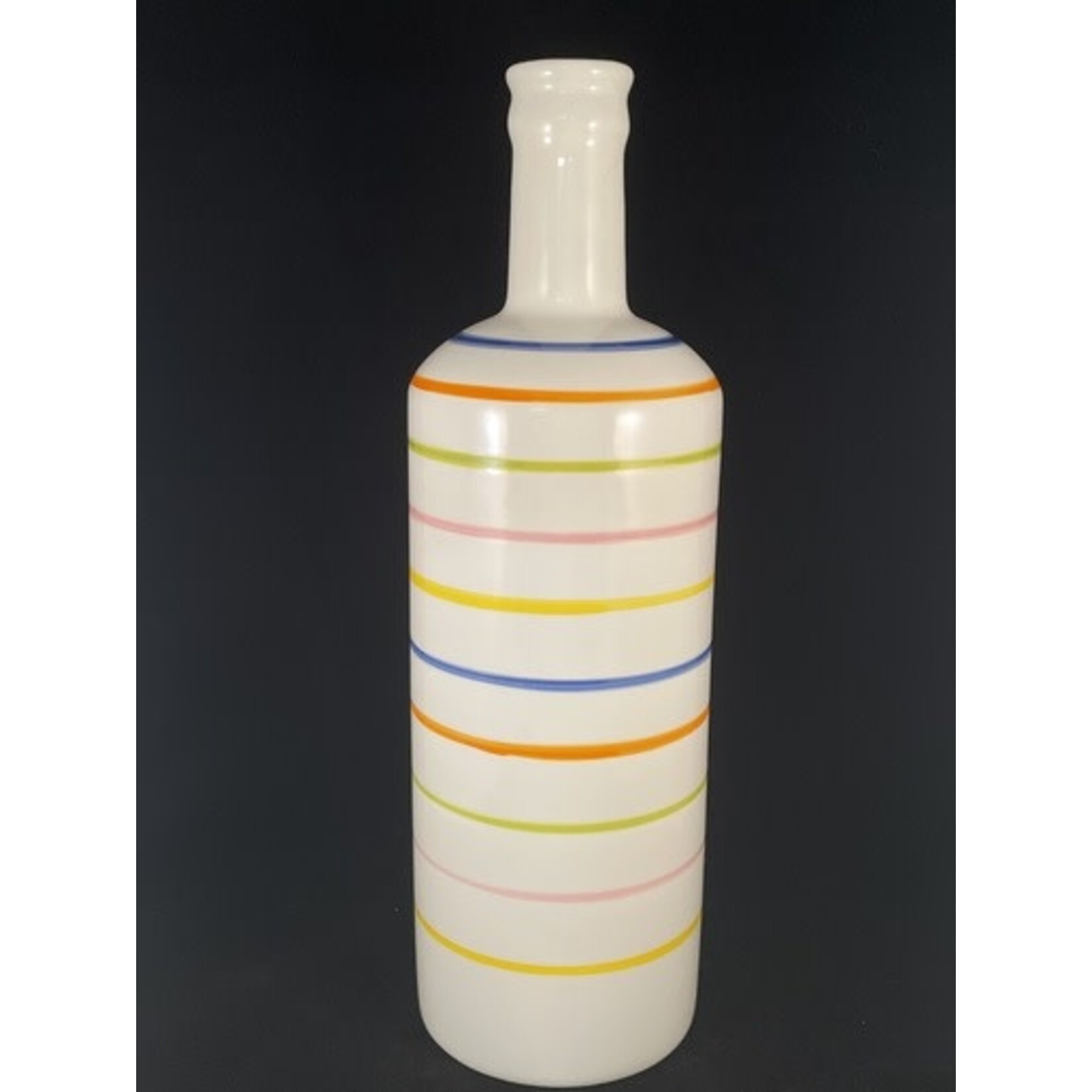 m. lynne designs white vase with multi stripes