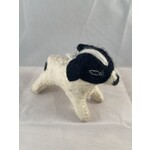 m. lynne designs white with black dots & head felted wool dog ornament