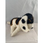 m. lynne designs white with black and tan wool felt dog ornament