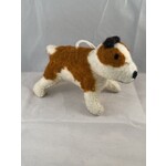 m. lynne designs white with tan felted wool dog ornament