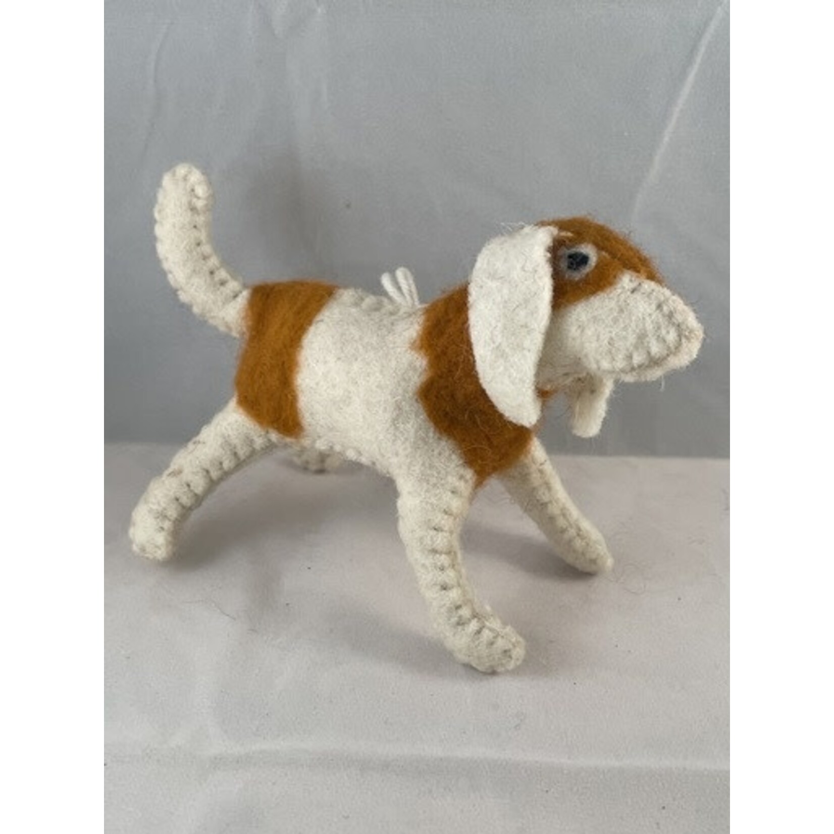 m. lynne designs white with tan wool felt dog ornament
