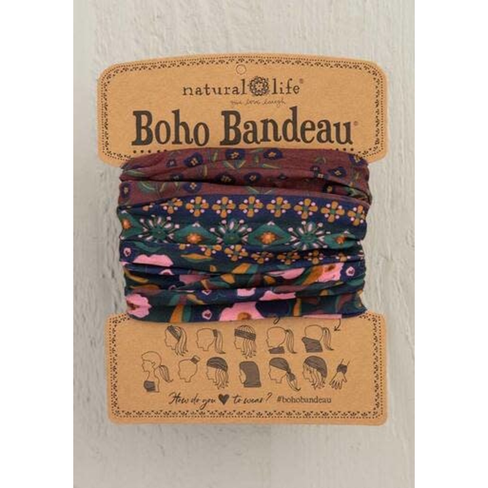 natural life wine floral border boho bandeau