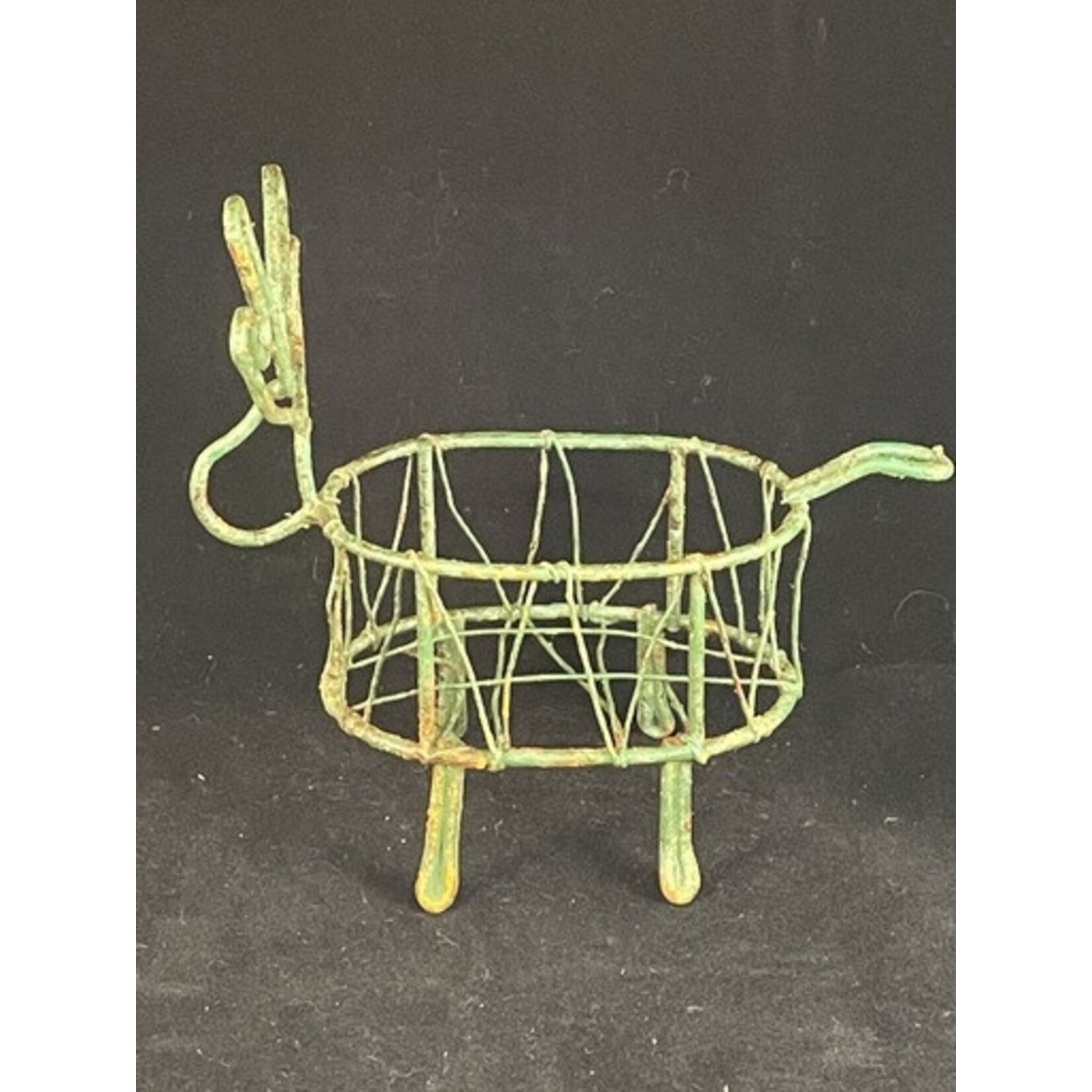 m. lynne designs wire woven deer shaped basket