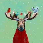 m. lynne designs wondrous moose in sweater framed canvas