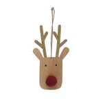 m. lynne designs wood deer with pom nose ornament