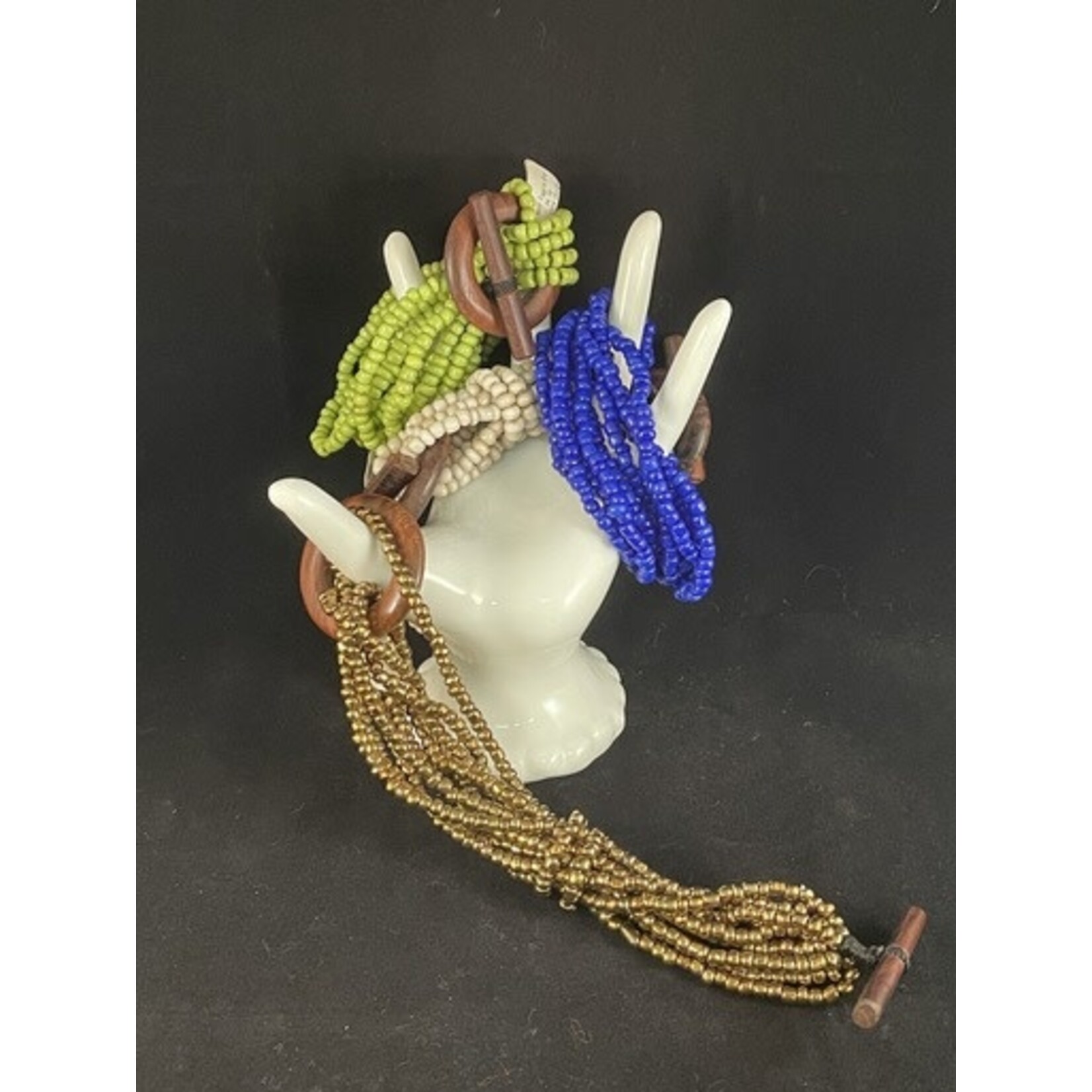 m. lynne designs wood toggle beaded bracelet