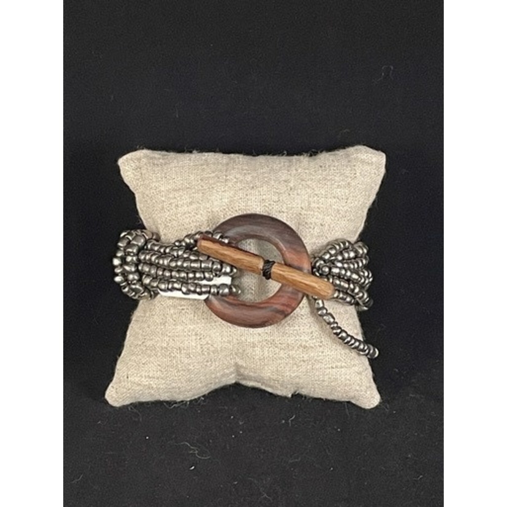 m. lynne designs wood toggle beaded bracelet