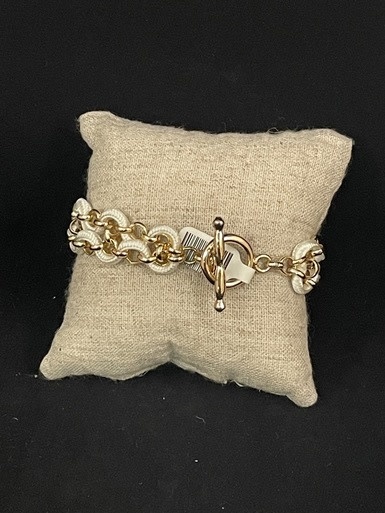available at m. lynne designs Woven Gold Link Bracelet