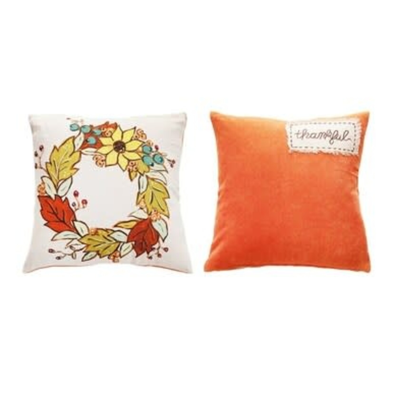 m. lynne designs wreath and corduroy patch pillow