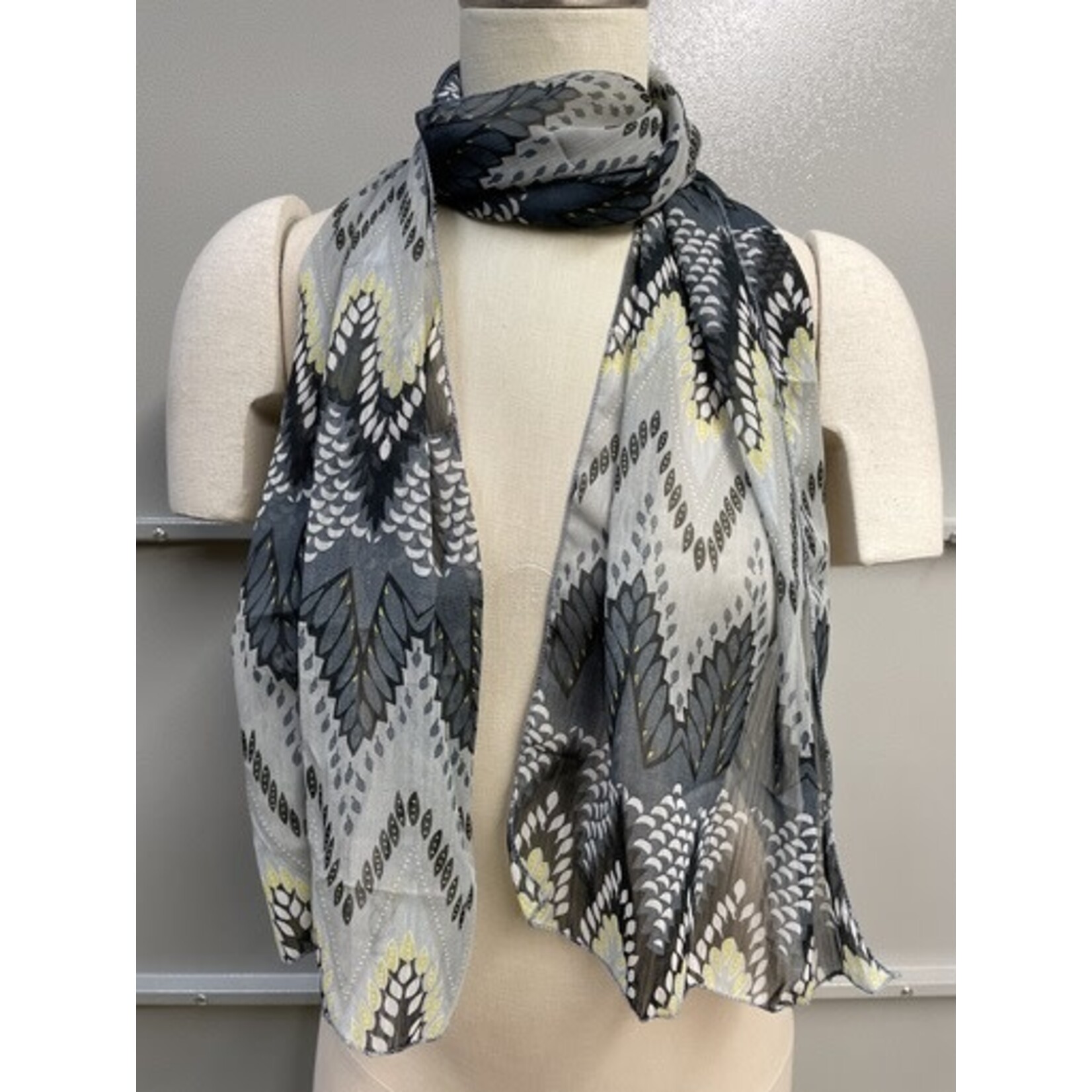 m. lynne designs yellow and gray head scarf