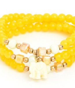 available at m. lynne designs Yellow Elephant Beaded Stretch Bracelet