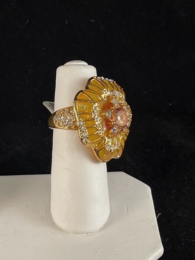 available at m. lynne designs Yellow Enamel Flower Ring