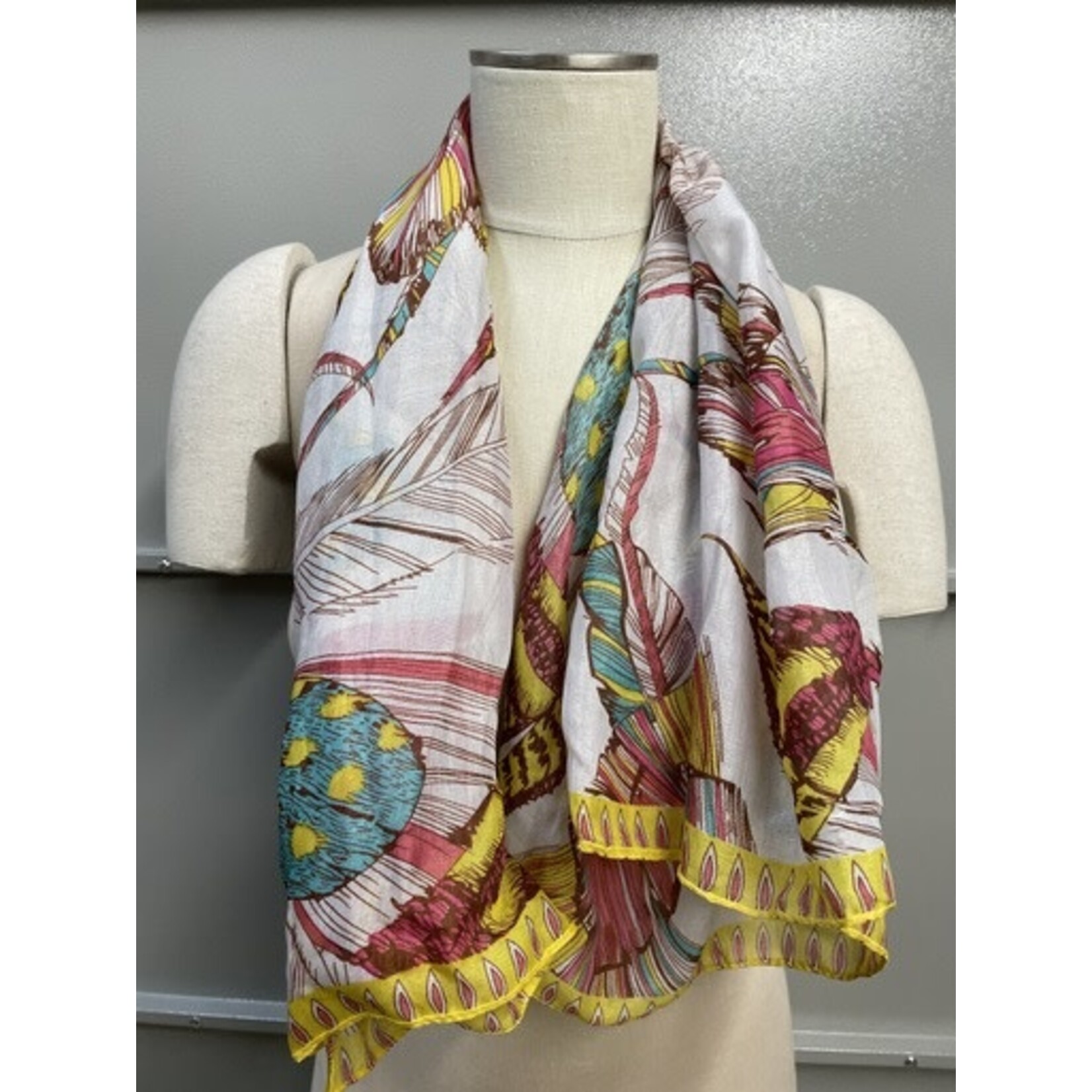 m. lynne designs yellow feather scarf