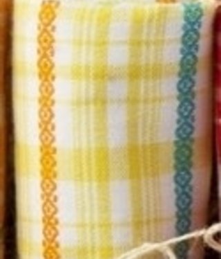 available at m. lynne designs Yellow Madras Tea Towel