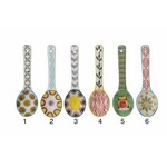 m. lynne designs stoneware spoon with painted pattern