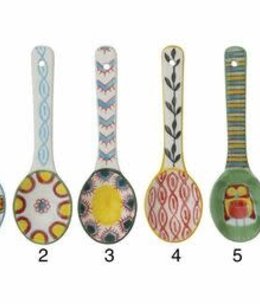 available at m. lynne designs 5-1/4" Stoneware Spoon with Painted Pattern