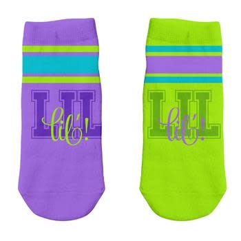 available at m. lynne designs "lil" purple ankle socks