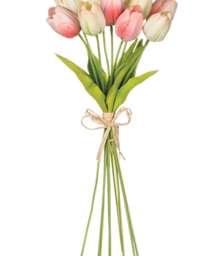 available at m. lynne designs Pink Mixed Tulip Bouquet, 15.5"