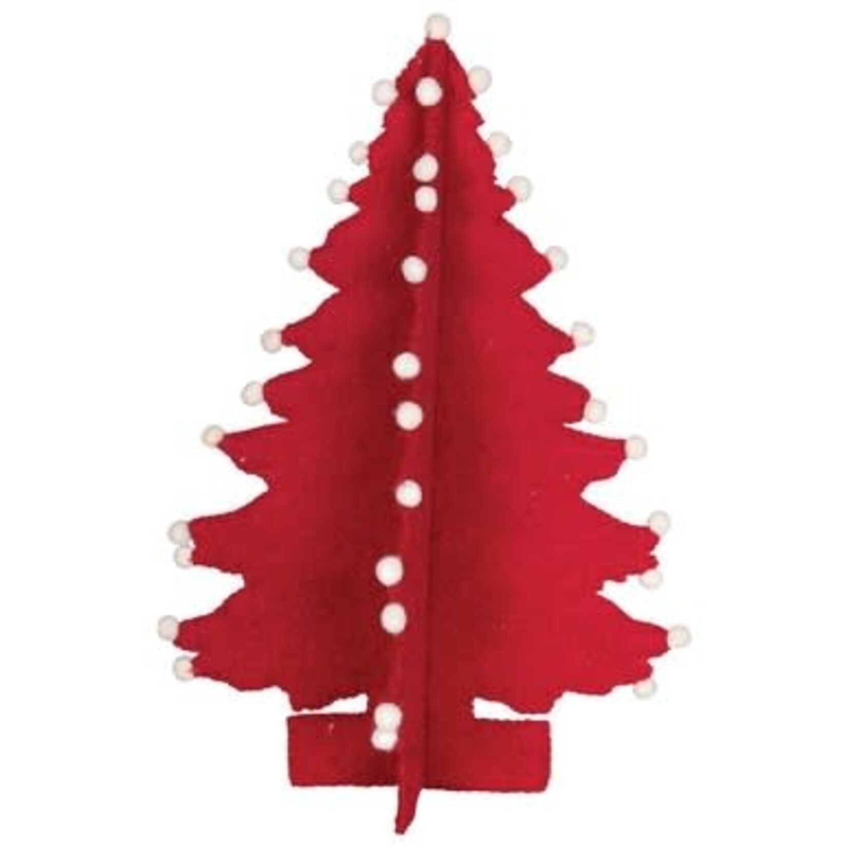 m. lynne designs red & white wool felt tree with pom poms