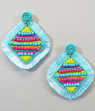 available at m. lynne designs Turquoise Beaded with Fringe Earring