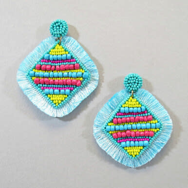 available at m. lynne designs Turquoise Beaded with Fringe Earring