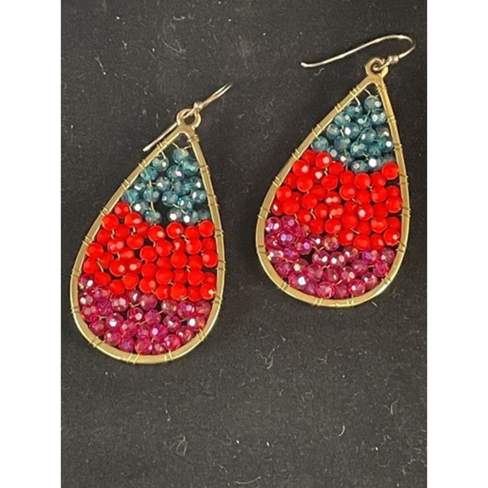 m. lynne designs turquoise, red & pink drop earring