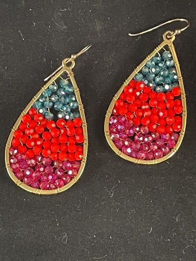 available at m. lynne designs Turquoise, Red, and Pink Drop Earring