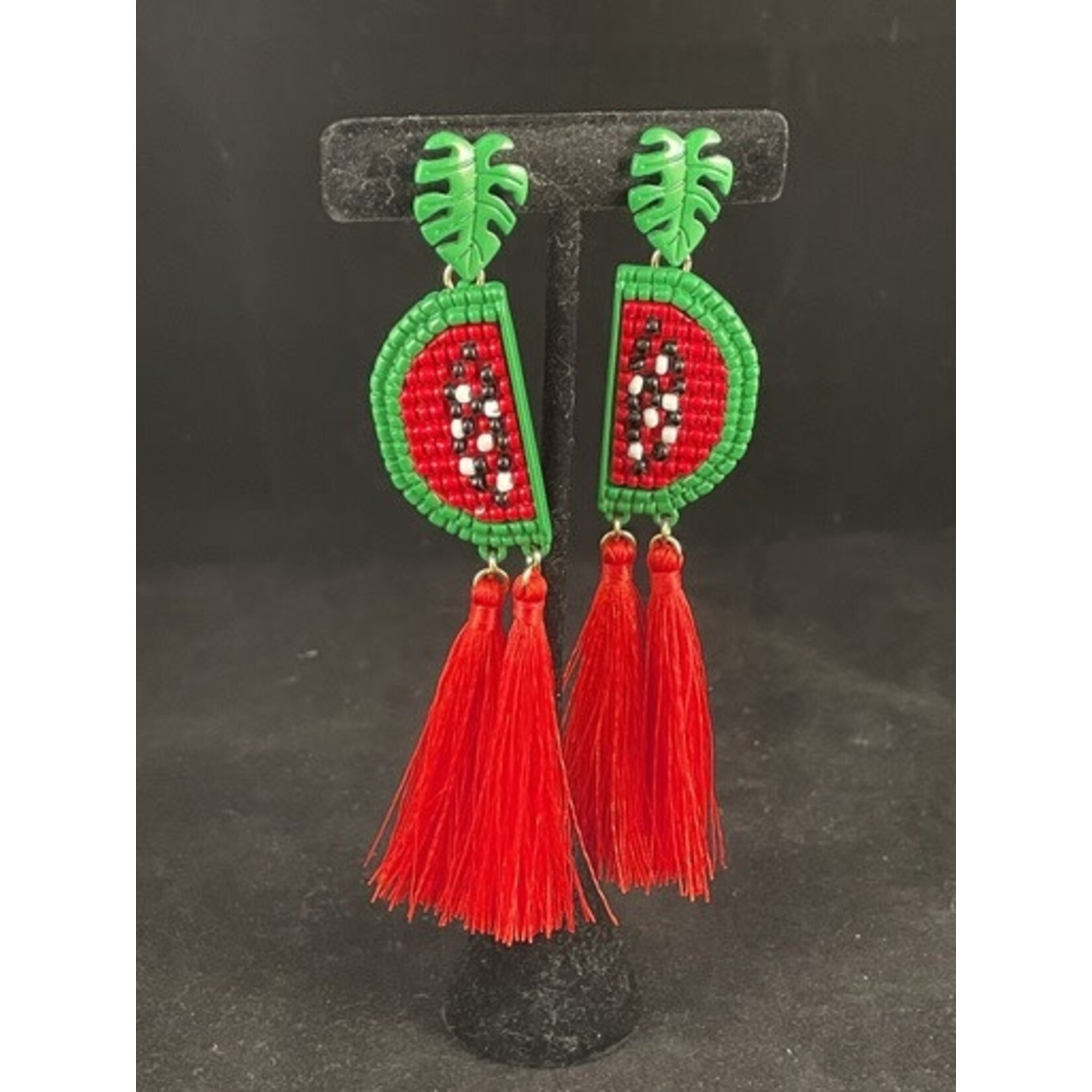 m. lynne designs watermelon tassel earring