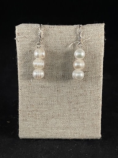 available at m. lynne designs White Baroque Triple Pearl Earring