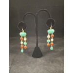 m. lynne designs white, orange & teal oval dangle earring