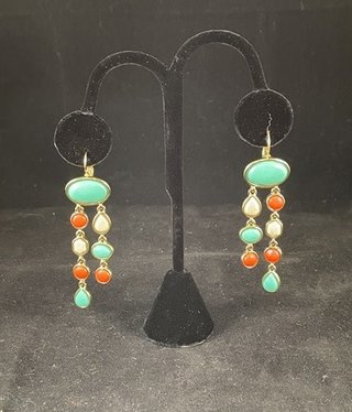available at m. lynne designs White, orange, teal multiple dangle Earring