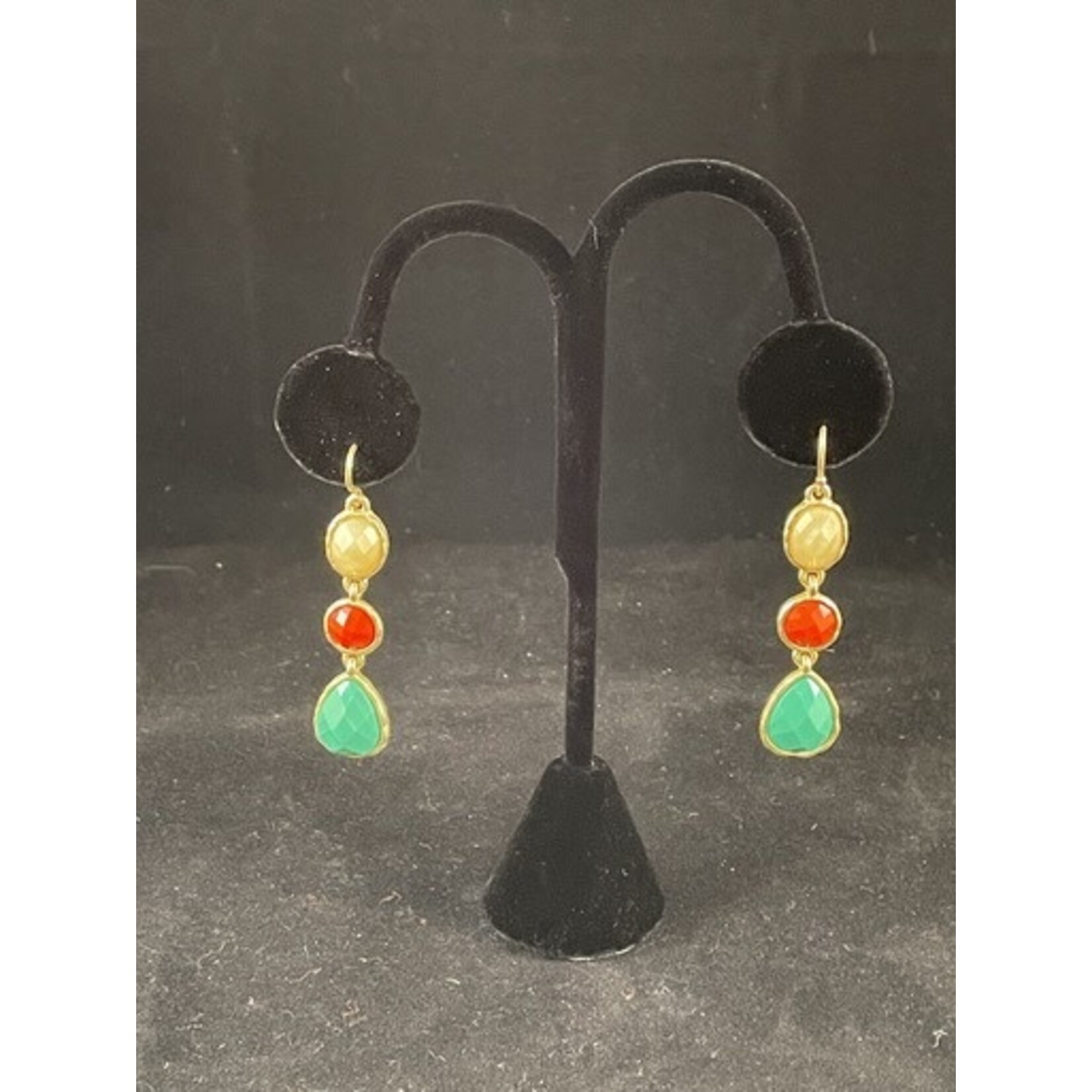 m. lynne designs white, teal & orange dangle earring