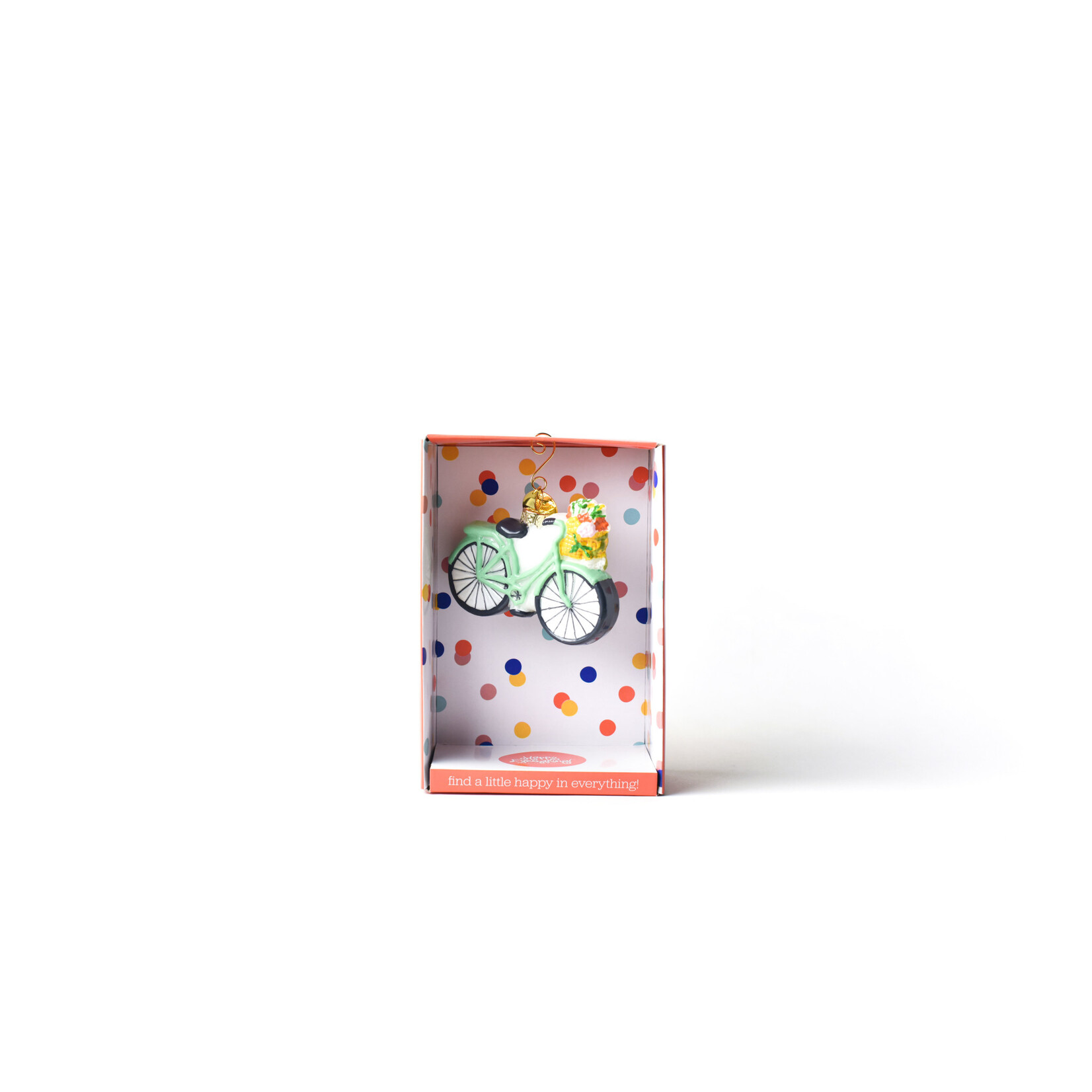 happy everything bicycle shaped ornament