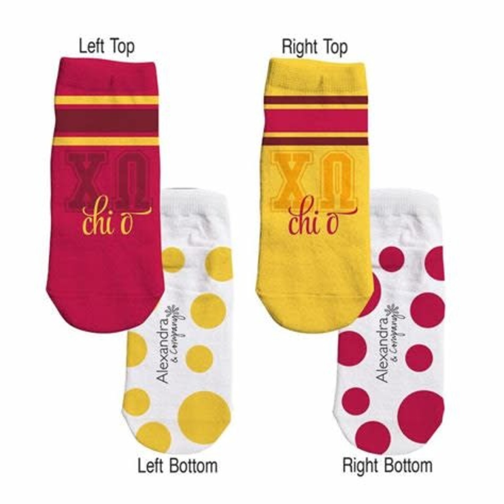 m. lynne designs chi omega ankle socks