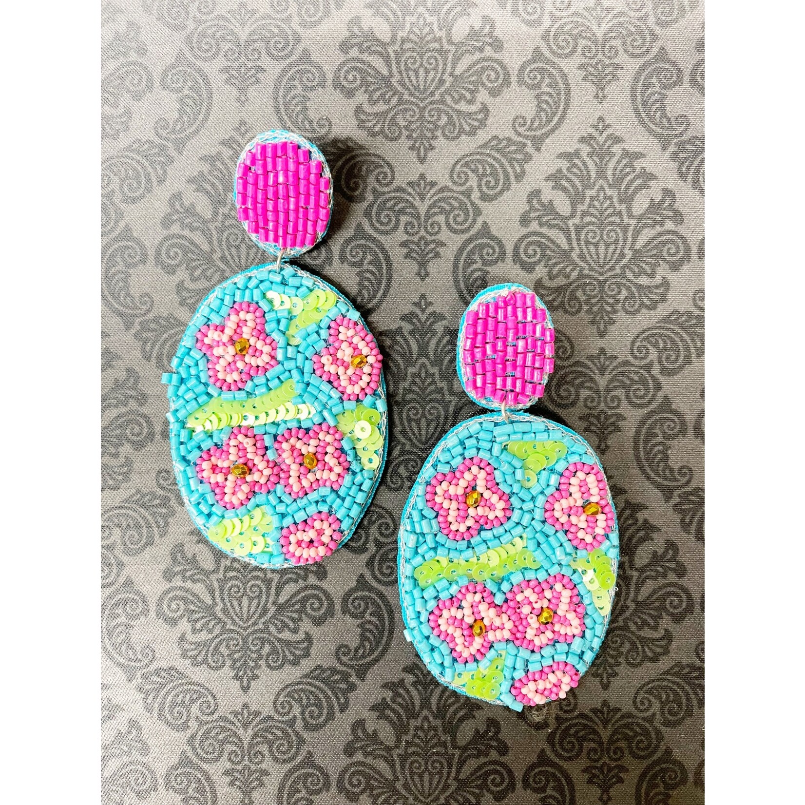 m. lynne designs beaded oval floral earring