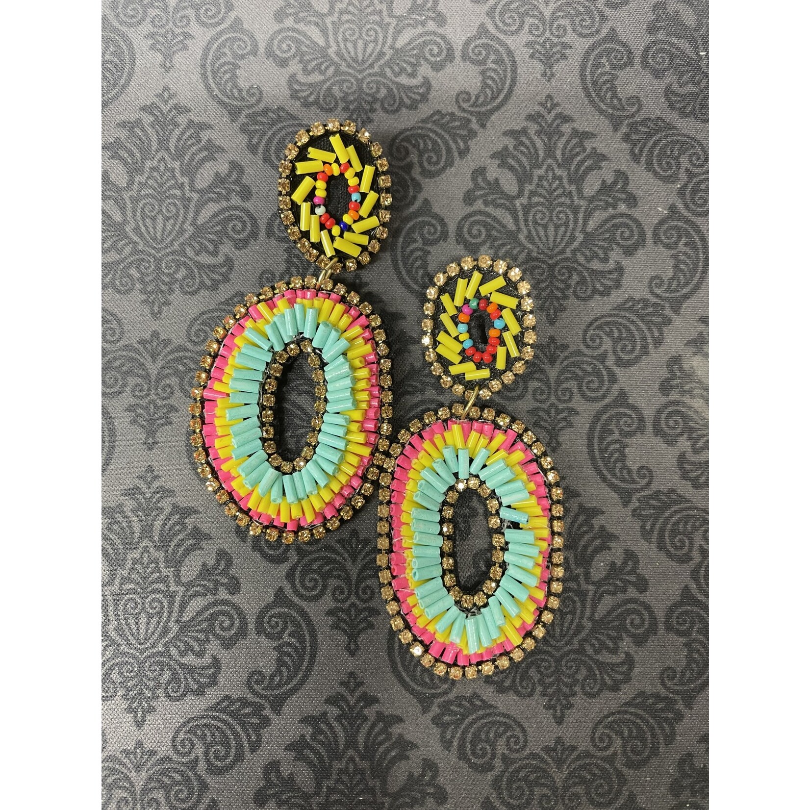 m. lynne designs bright beaded oval earring