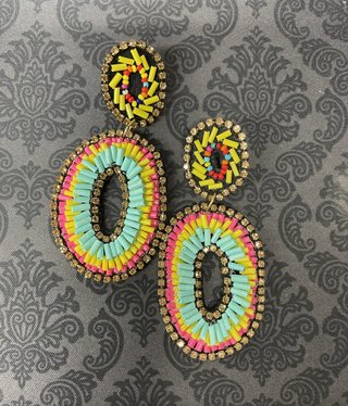 available at m. lynne designs Bright Beaded Oval Earring