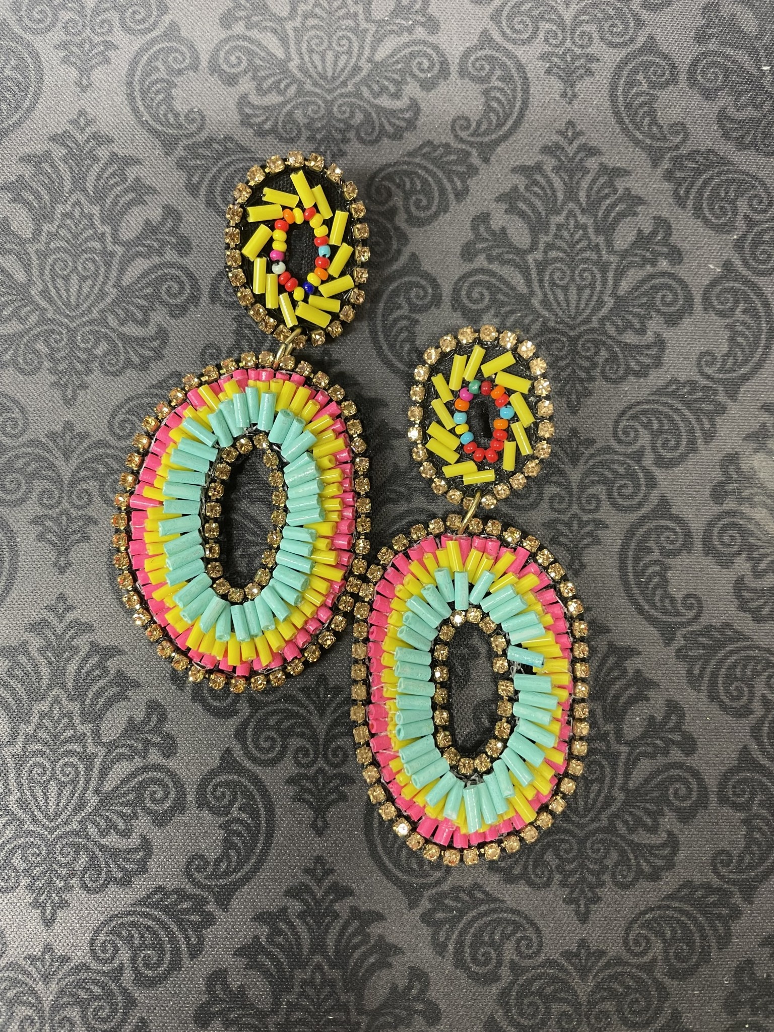 available at m. lynne designs Bright Beaded Oval Earring