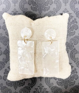 available at m. lynne designs Pearly White Rectangle Acrylic Earring