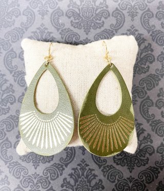 available at m. lynne designs Olive Green Leather Earring
