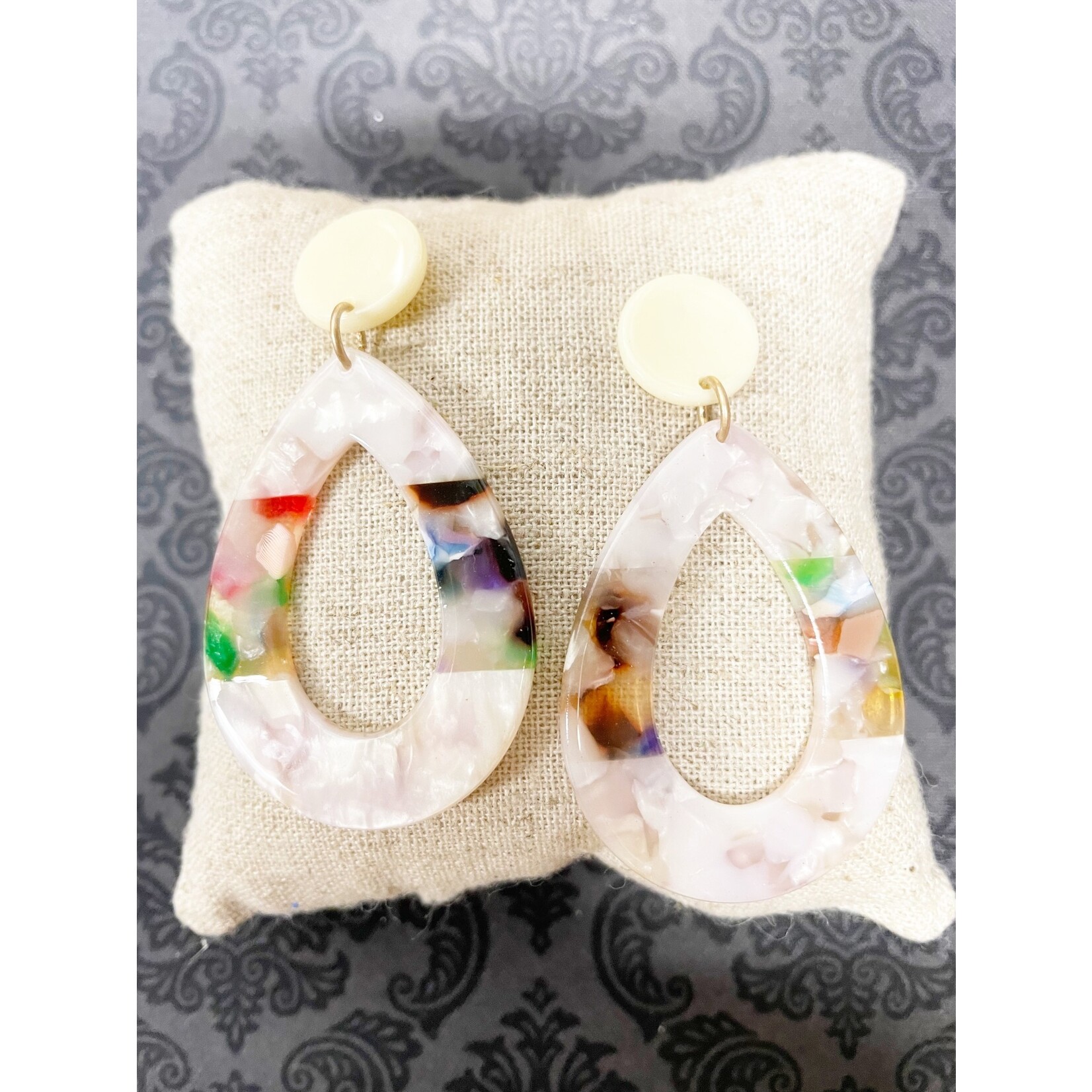 m. lynne designs oval acrylic with multi middle earring