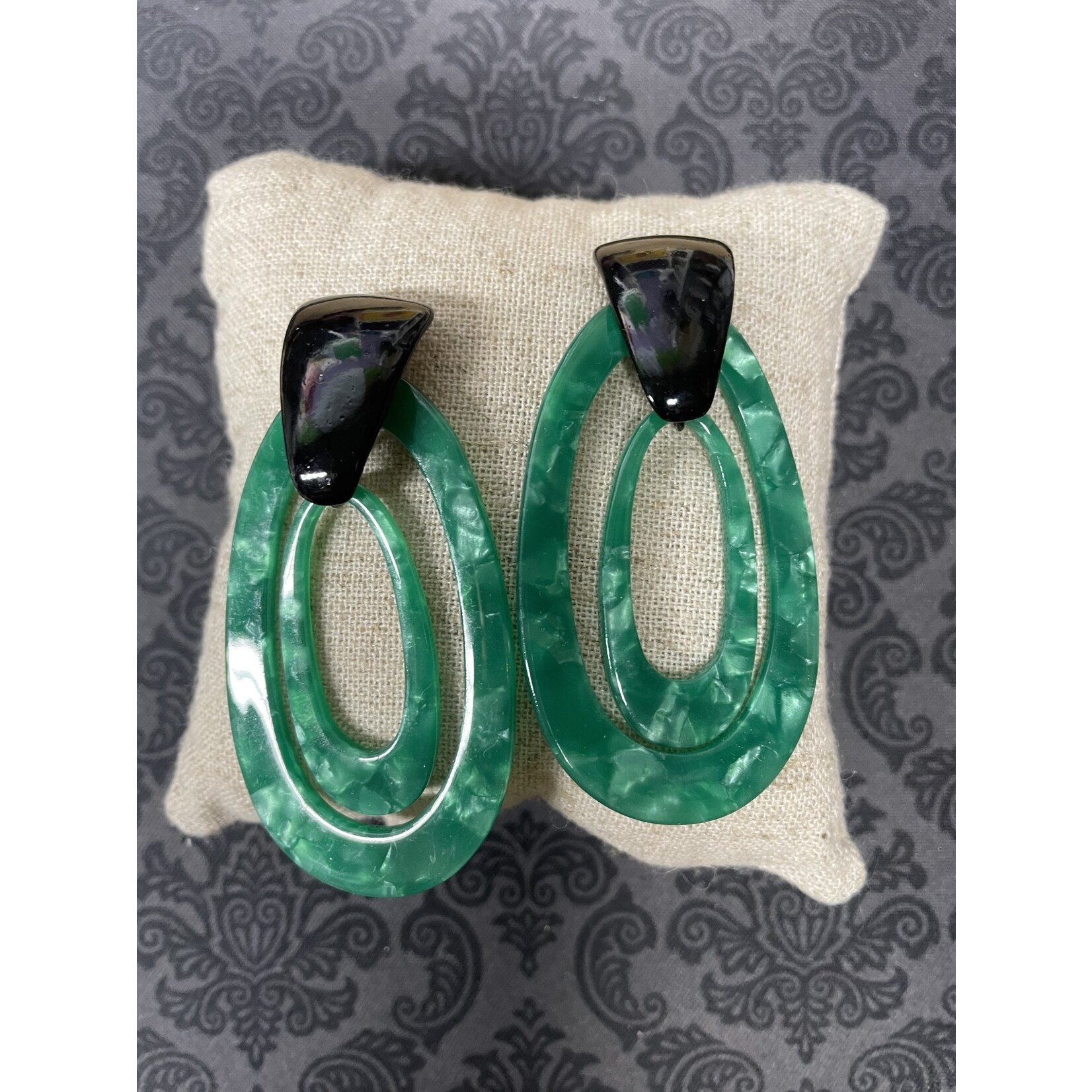 m. lynne designs double oval green acrylic earring