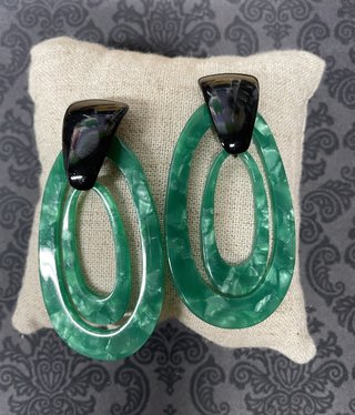 available at m. lynne designs Double Oval Green Acrylic Earring