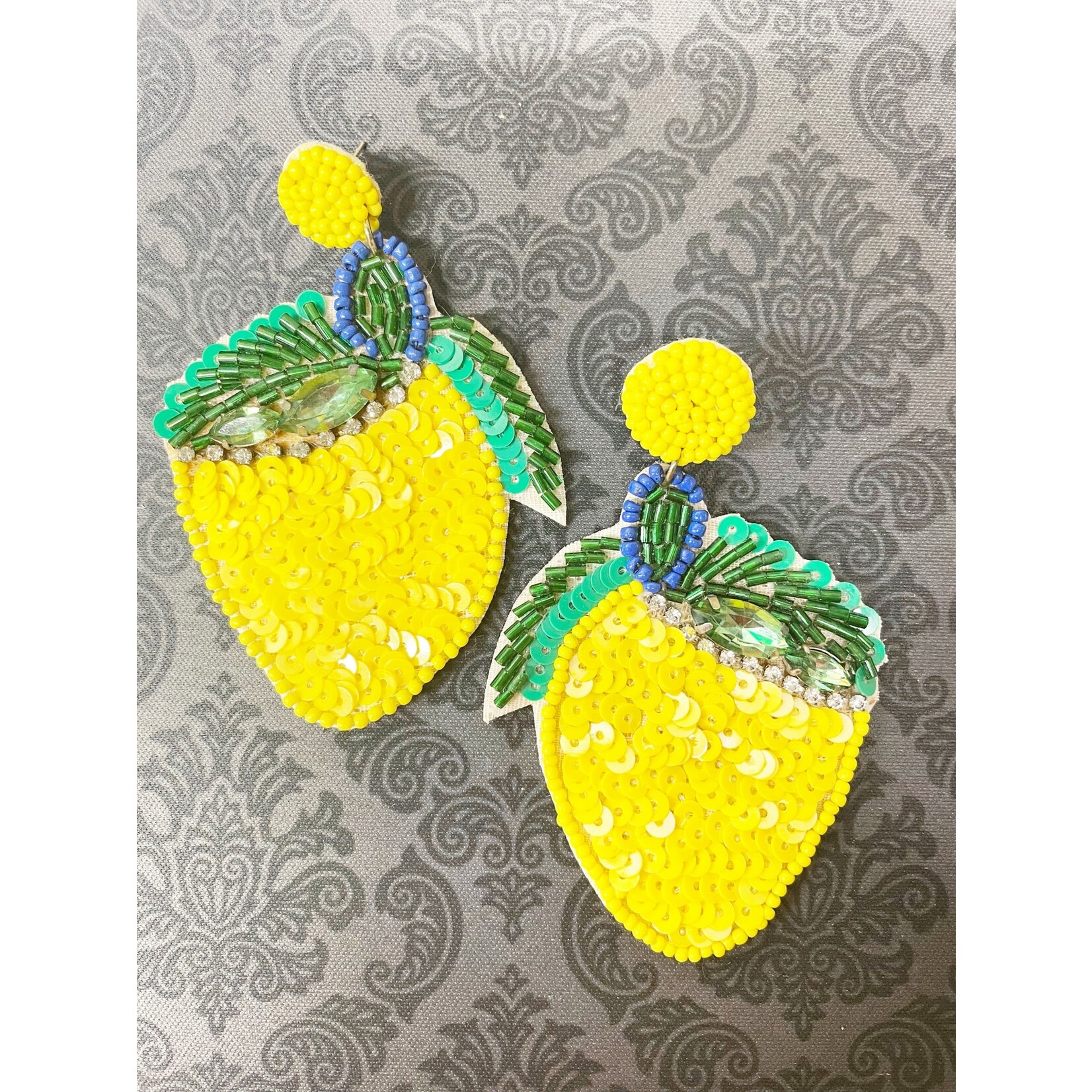 m. lynne designs beaded lemon with sequins earring