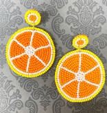 available at m. lynne designs Beaded Orange Full Slice Earring