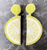 available at m. lynne designs Earring, Beaded Lime Slice