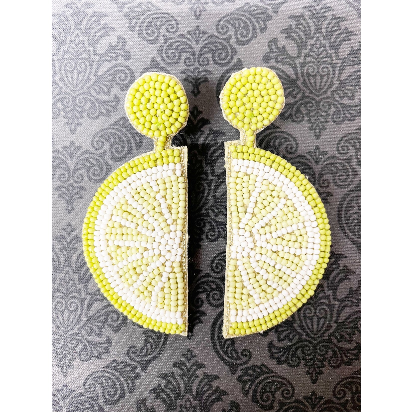 m. lynne designs beaded lime slice earring