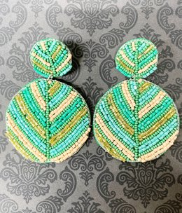 available at m. lynne designs Beaded Round, Green, Teal & Peach Earring