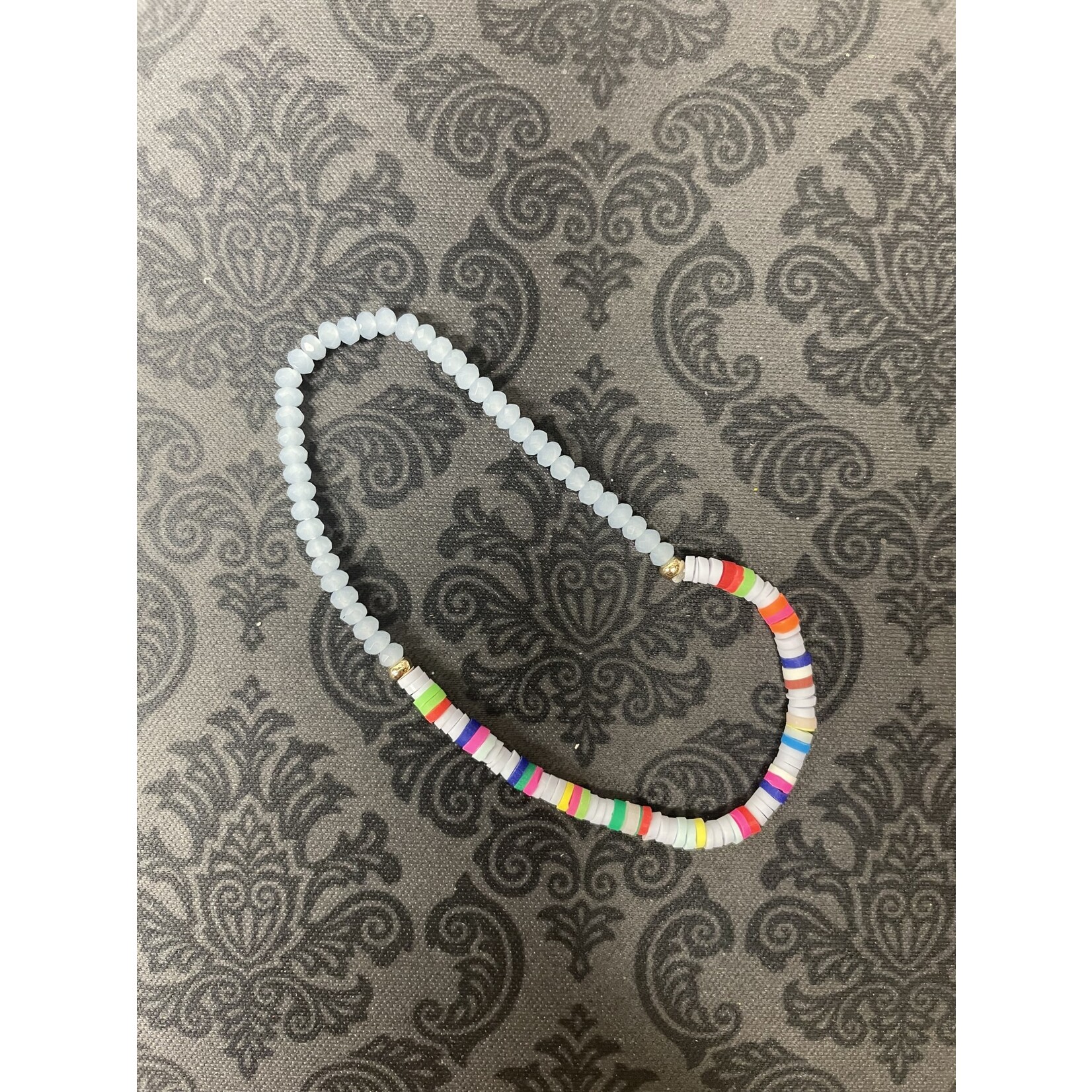 m. lynne designs white disc bracelet with colorful beads
