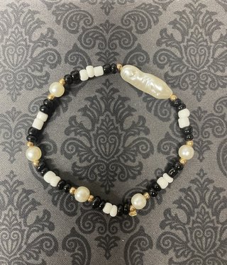 available at m. lynne designs Black & White with Long Pearl Bracelet